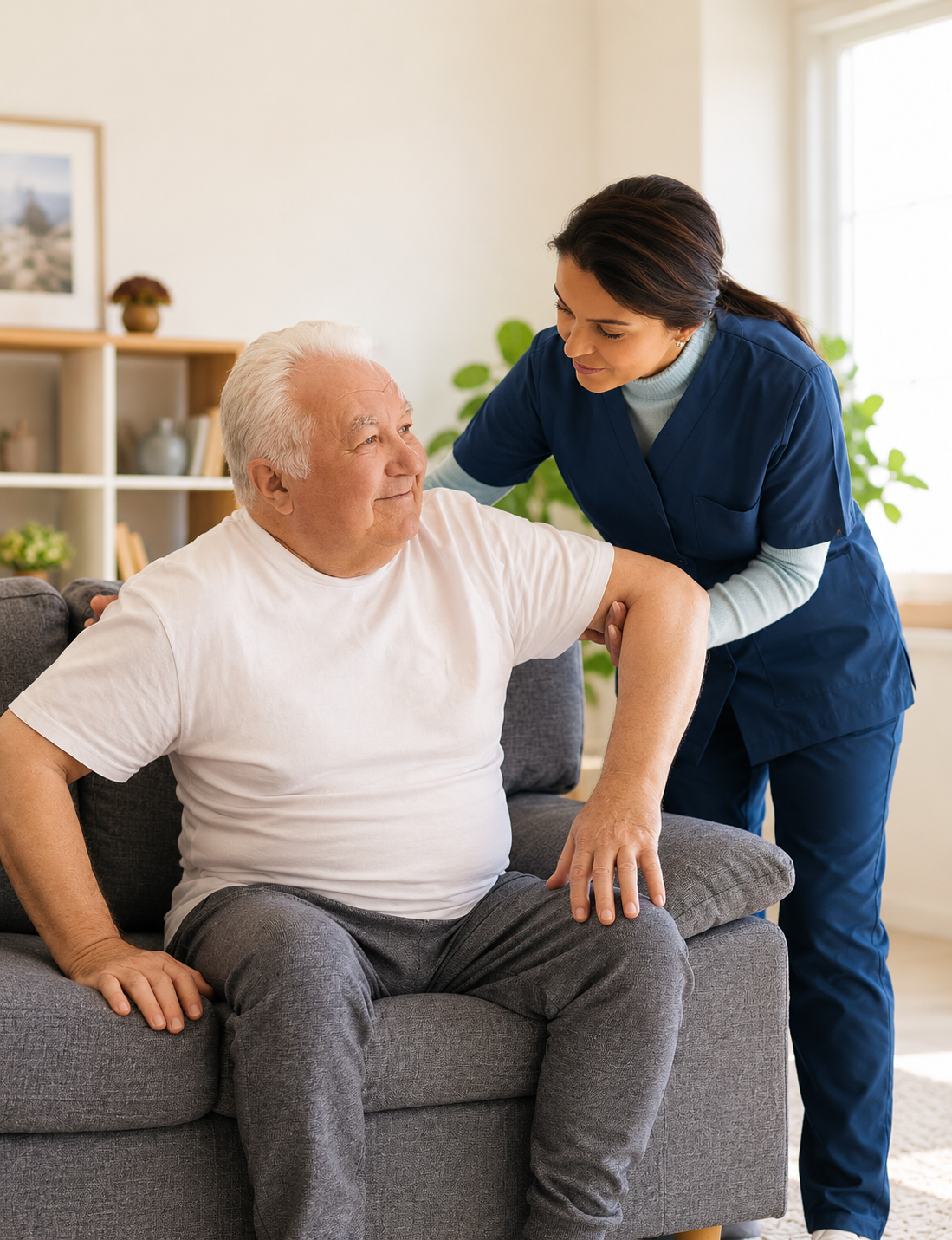 Bridgeview caregiver providing holistic comfort and wellness support
